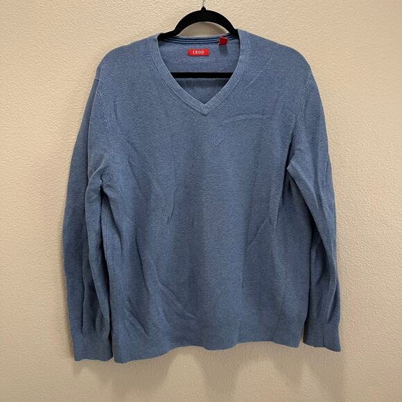 Izod Men's Blue V-Neck Knit Pullover Sweater Size Large - Picture 2 of 6